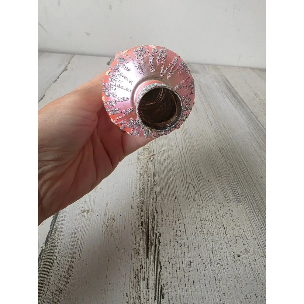 Vintage mercury glass pink tree topper mica silver